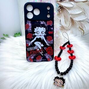 Betty Boop Kids Phone Case and Bracelet Set - Black and Red